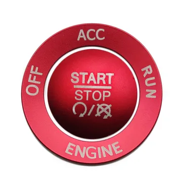 Крышка ручки кнопки запуска и остановки двигателя + Кольцо для отделки Аксессуаров для зарядного устройства Dodge Challenger 2015-2020 ((красный))