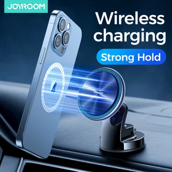 Магнитный автомобильный держатель телефона Joyroom Blue Light Быстрое беспроводное зарядное устройство для iPhone 13 12 Pro Max Автомобильное зарядное устройство Металлический автомобильный держатель телефона