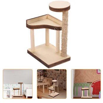 Макет мини-дома, Деревянная мебель, украшение рабочего стола, Маленькая модель кошачьего дерева, Аксессуары для столбов, Декор