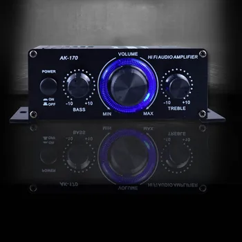 Мини-цифровой автомобильный усилитель звука с синей подсветкой, стереоусилитель звука с входом RCA, домашние усилители 200 Вт x2