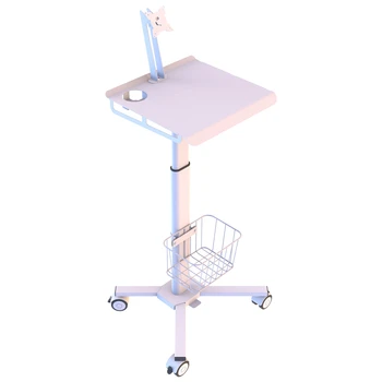 Мобильное рабочее место с колесами, подставкой для сидения, передвижным столом, регулируемой по высоте медицинской тележкой