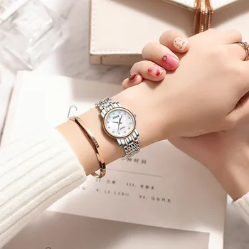Модные женские часы, полностью автоматические немеханические водонепроницаемые кварцевые часы из нержавеющей стали, женские часы