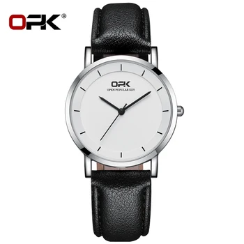 Модные кварцевые часы OPK для женщин, элегантный кожаный ремешок, классические женские наручные часы Simlicity, женские водонепроницаемые часы