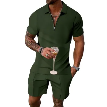 Модный мужской повседневный комплект Уличной одежды с 3D цифровой печатью, рубашка Поло с коротким рукавом + шорты, Летняя спортивная мужская одежда в стиле Харадзюку