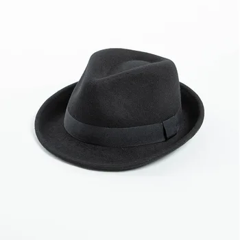 Мужская и женская шерстяная джазовая шляпа с короткими полями, теплая шляпа для покупок, цилиндр в стиле минимализма для отдыха.