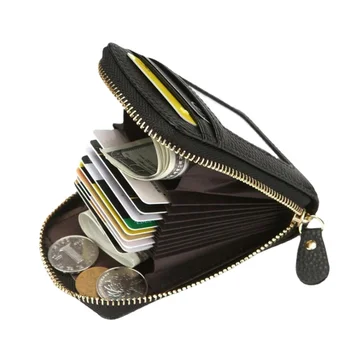 Мужской кошелек Deonte из натуральной кожи, держатель для кредитных карт, RFID-блокировка, карман на молнии, мужская сумка, чехол для защиты карт, карманный кошелек