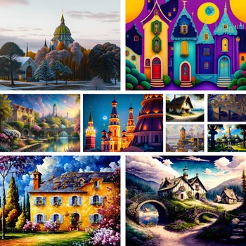Набор для рисования пейзажей Dreamly House по номерам Масляными красками 40*50 