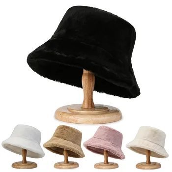 Новые женские теплые толстые шляпы-ведра, Крутая Панама, женская осенне-зимняя уличная однотонная Рыбацкая кепка для женщин