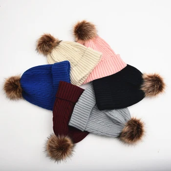 Новые зимние теплые шапки, однотонная вязаная шапочка, уличная закрутка для женщин, шапки с помпонами, модные лыжные шапочки с черепами