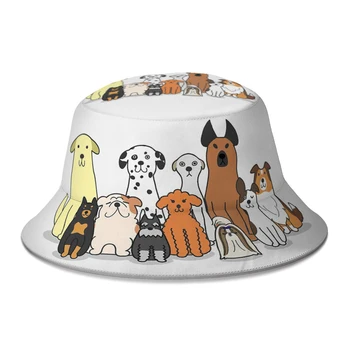 Новые унисекс полиэстеровые шляпы-ведро для любителей собак, Женская осенняя Солнцезащитная Панама, Солнцезащитная кепка, Мужские Пляжные шляпы для Рыбаков, прямая поставка