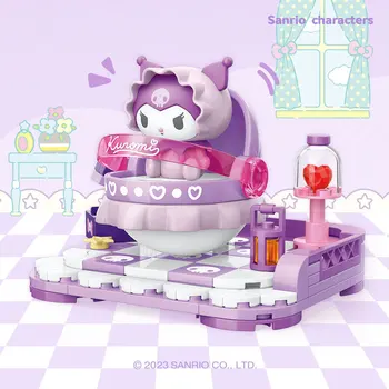 Новый Sanrio Shaking Bed Blocks Мультфильм Hello Kitty My Melody Cinnamoroll Kuromi Конструкторы Украшения Детские Игрушки