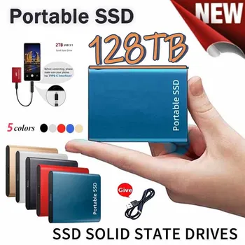Новый SSD 1 ТБ Флэш-Жесткий Диск Внешний Type-C Высокоскоростной USB3.1 2 ТБ 4 ТБ 8 ТБ SSD Накопитель Портативный HD Жесткий Диск Для ноутбука/ПК