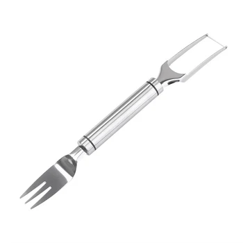 Нож для нарезки арбузных вилок 2 в 1 из нержавеющей стали, Портативная легкая посуда, инструмент для резки фруктов дыни