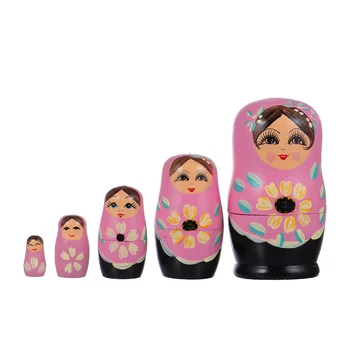 Подарки для мальчиков Матрешка, русские куклы ручной росписи, детские игрушки, Фиолетовые деревянные игрушки для малышей