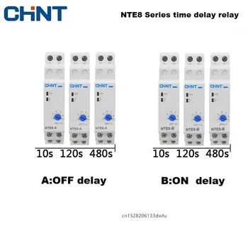 Реле временной задержки серии CHINT NTE8 Контролирует Задержку включения питания NTE8-A NTE8-B 10S 120S 480S AC220V DC24V Цифровой таймер на Din-рейке