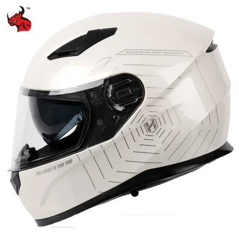 Ретро Полнолицевой шлем для езды на мотобайке, Электрический мотоциклетный шлем, мотооборудование, окружность головы S-3XL На 4 сезона