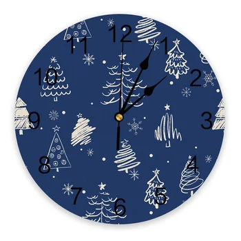 Рождественские минималистичные настенные часы в виде снежинок Декор для столовой ресторана Кафе Круглые настенные часы Бесшумное украшение дома