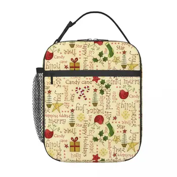 Рождественские подарки из остролиста и леденцовой трости, школьная сумка для ланча, Оксфордская сумка для ланча для офиса, путешествий, кемпинга, термоохладитель, ланч-бокс