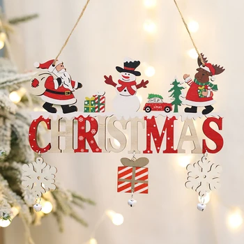 Рождественские украшения, Деревянная подвеска с буквенным знаком, Рождественский Приветственный номер двери, Подвесной деревянный знак, Рождественский Санта