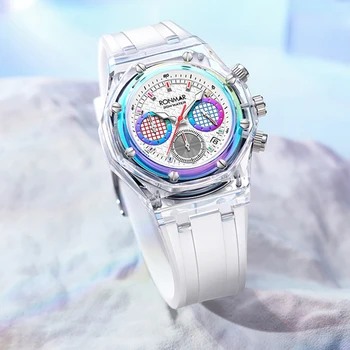 роскошные кварцевые часы модные часы с хронографом, 40 мм прозрачный корпус, хип-хоп часы, мужские метровые часы от ведущего бренда RONMAR 2023