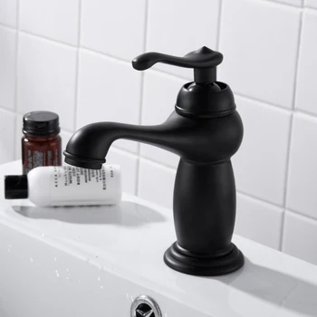 Роскошный смеситель для умывальника в ванной комнате в европейском стиле Ретро Черный смеситель для раковины с одной ручкой для холодной и горячей воды на бортике