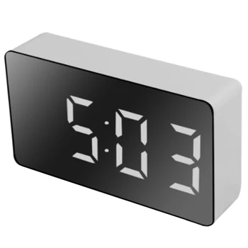 Светодиодные многофункциональные зеркальные часы, цифровой будильник с функцией повтора времени, ночная ЖК-подсветка, настольный USB 5 В/без батареи Домашний декор