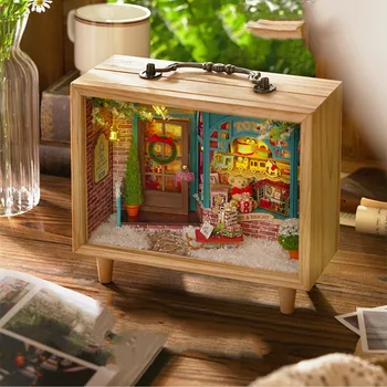 Сделай сам Маленькую деревянную коробку Лесной домик Dream Store Серия Ткацкая коллекция Сборка кукольного домика на вилле Игрушки Украшения подарки на День рождения