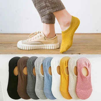 Силиконовые нескользящие носки-лодочки с глубоким вырезом, женские летние носки-невидимки, повседневные однотонные Хлопчатобумажные дышащие носки, тапочки Sox