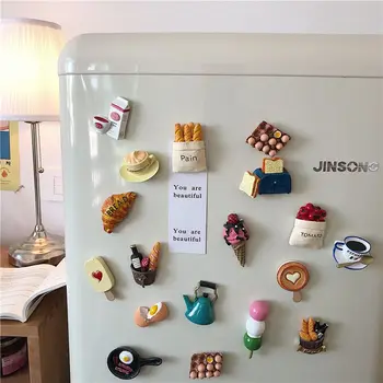 Симпатичная мультяшная наклейка на холодильник, трехмерная креативная магнитная наклейка, имитирующая еду, хлеб, наклейка с сообщением, магнит