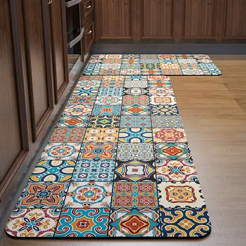 Скандинавские винтажные кухонные ковры, впитывающий нескользящий кухонный коврик в стиле ретро, предотвращающий усталость, длинные коврики, коврики для прихожей