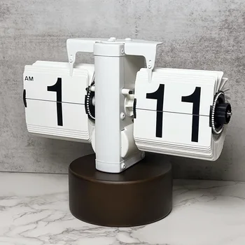 Скандинавские минималистичные ретро-часы с откидной крышкой, домашние креативные часы на основе цельного дерева, настольные механические часы, простые часы с маятником