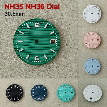 Сменный циферблат NH35 с измененными деталями, зеленые светящиеся циферблаты диаметром 30,5 мм для механизма NH36 / 4R / 7S