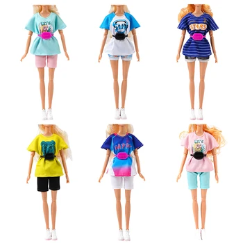 Стильный тонкий наряд из розовой серии с поясной сумкой, подходящий для Барби, повседневная одежда, аксессуары для одежды Barbies