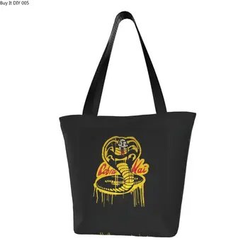 Сумка для покупок Cobra Kai с милым принтом в стиле ретро, переносная холщовая сумка для покупок, сумка для карате Кид