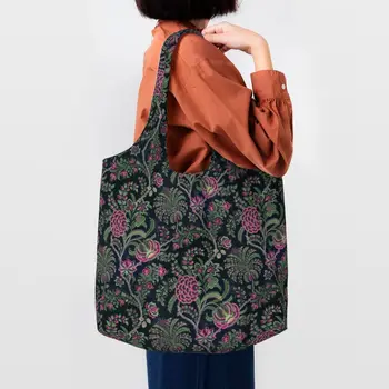 Сумки-тоут с цветочным принтом в стиле Каваи, портативная холщовая сумка для покупок через плечо