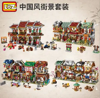 Уличный квартал LOZ MINI City, китайская культура, Традиции, Архитектура, Модель, Вид на здание, Подарки коллекционной ценности для детей и взрослых