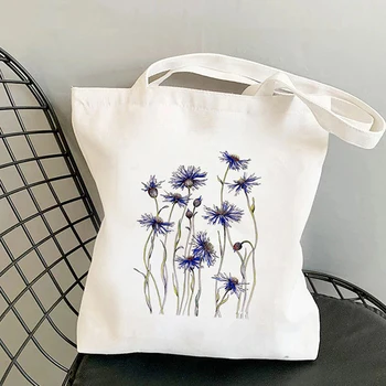 Холщовая сумка с цветами, маргаритка, Лаванда, Розовый сад, экологичная многоразовая Милая школьная сумка, сумки для покупок большой емкости 2023