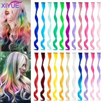 Цветные наращивание волос XIYUE, Вьющиеся Аксессуары для девочек, Женщин, Разноцветный зажим для мелирования, Радужный Шиньон