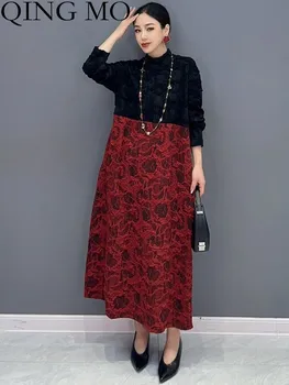 ЦИН МО 2023 Весна Осень Новый Корейский Стиль Повседневное Цветное Кружевное Платье Свободного Кроя С Длинным Рукавом Женская Мода ZXF3554