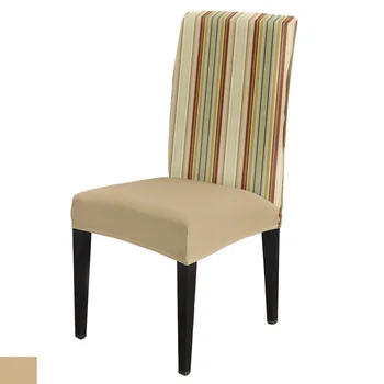 Чехлы для обеденных стульев в коричневую полоску с абстрактным искусством, эластичный чехол для сиденья из спандекса для свадьбы, кухни, банкета, вечеринки