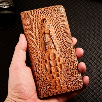 Чехол из натуральной кожи с крокодиловой головой для Sony Xperia 1 5 10 II III IV V 3D бизнес-чехлы для телефонов