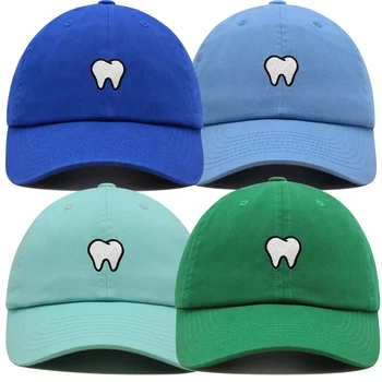 Шляпа для папы-дантиста, бейсболка с вышивкой зубов, Хлопчатобумажные летние шляпы для мамы, Унисекс, шляпа дальнобойщика с зубами