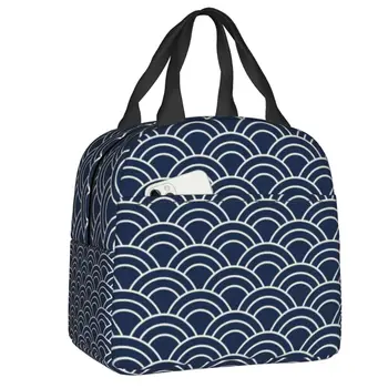 Японские темно-синие Термоизолированные сумки для ланча с японским рисунком Харадзюку, Переносная сумка для ланча, Коробка для хранения продуктов